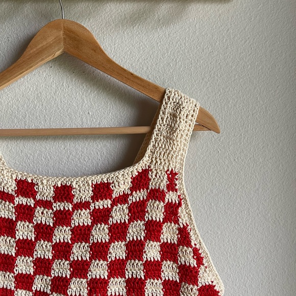 Hand Crafted Tops - Handmade Crochet Checker Tank